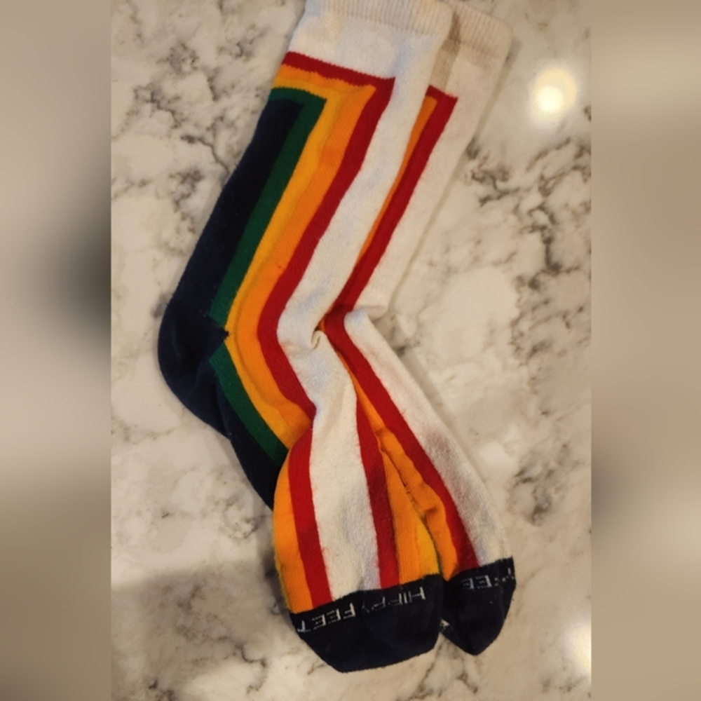 Hippy Feet Rainbow Unisex Socks, Size L